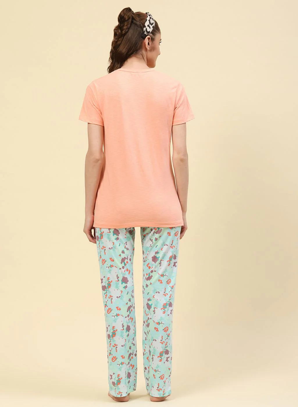 Women Peach Printed Lower Set - Image 4