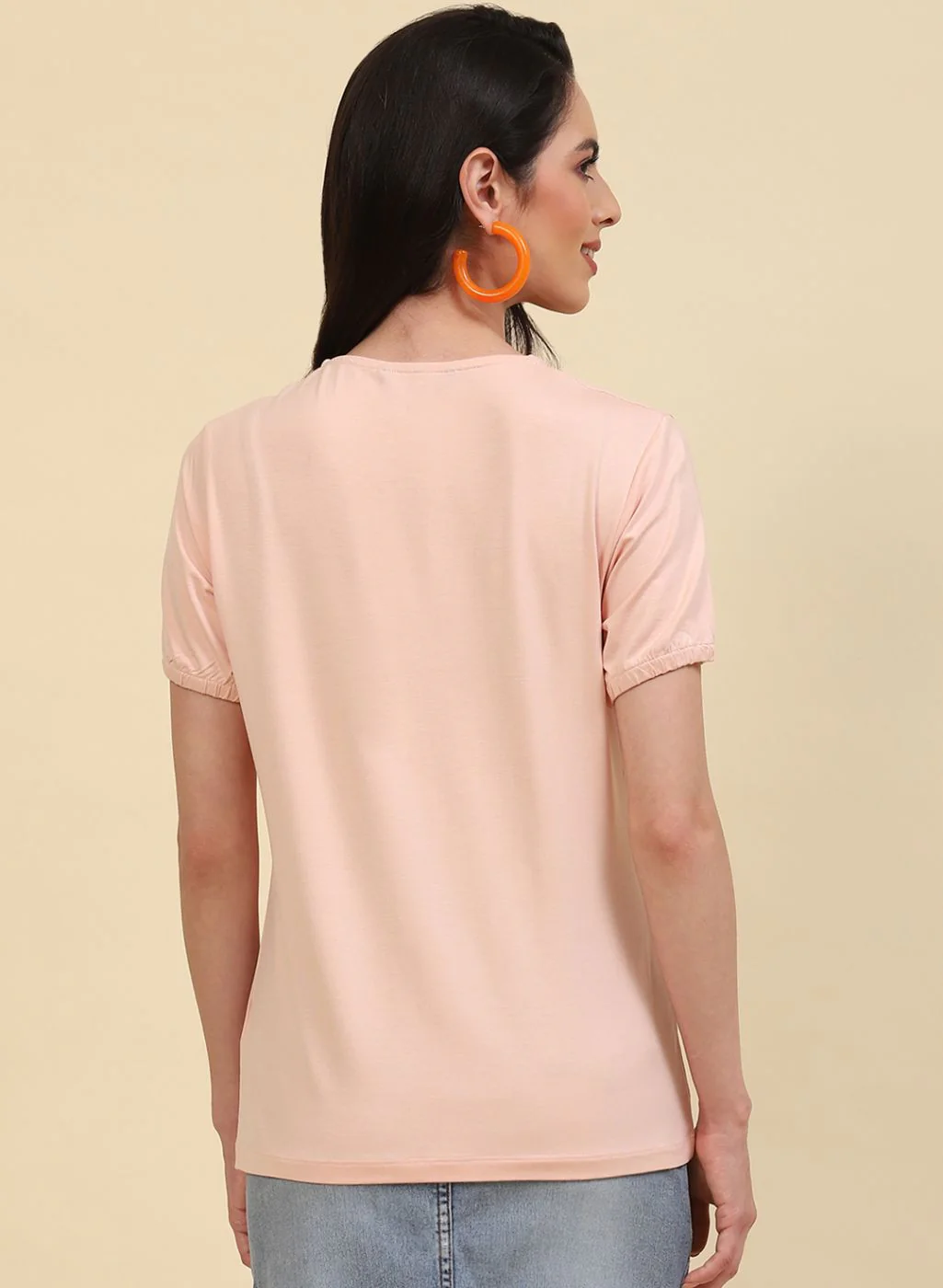 Women Peach Printed Top - Image 4