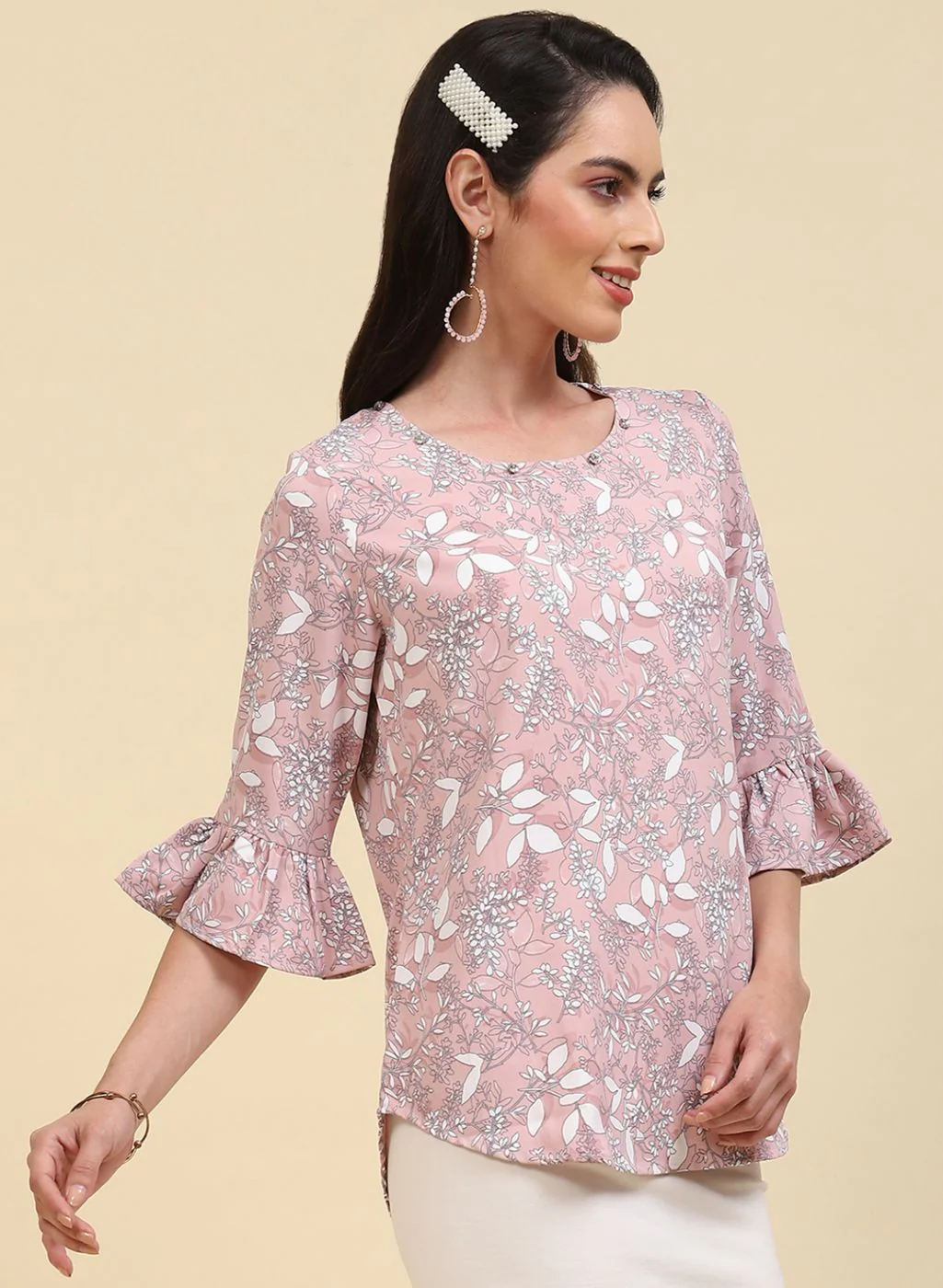 Women Peach Printed Top - Image 4