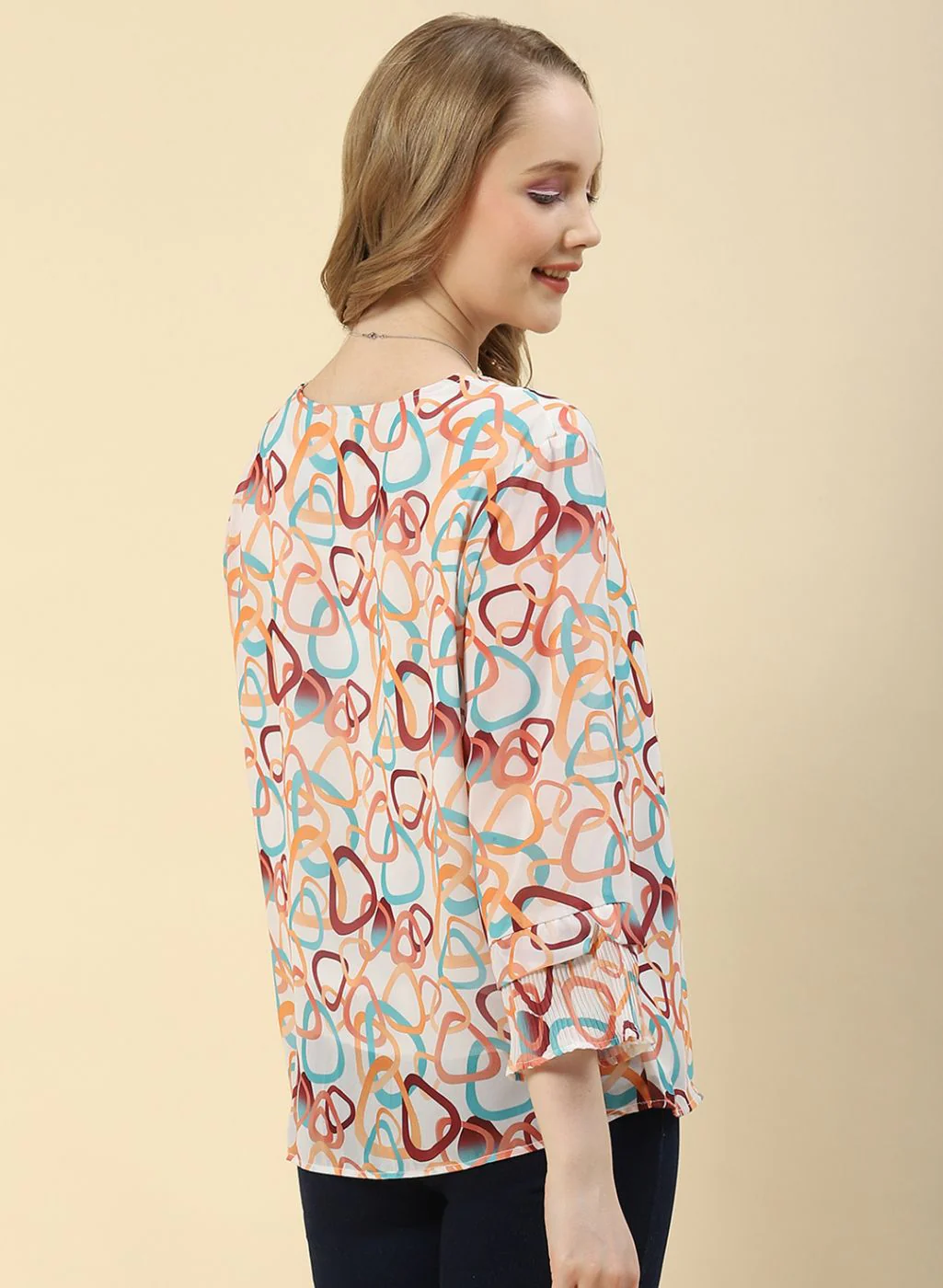 Women Peach Printed Top - Image 4
