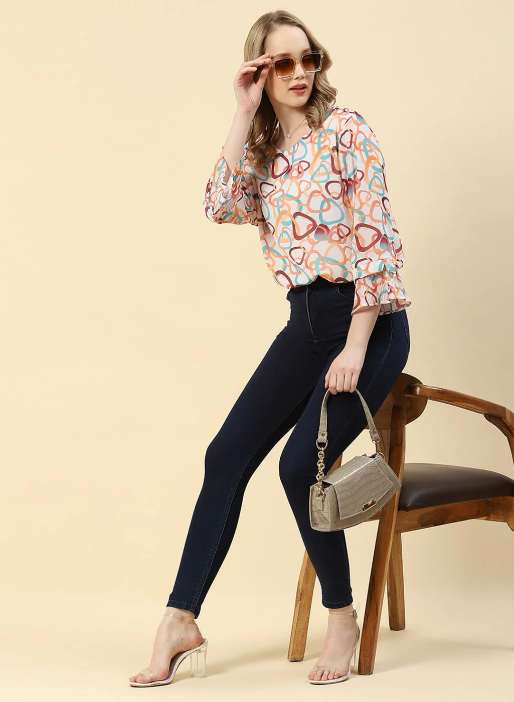 Women Peach Printed Top - Image 5