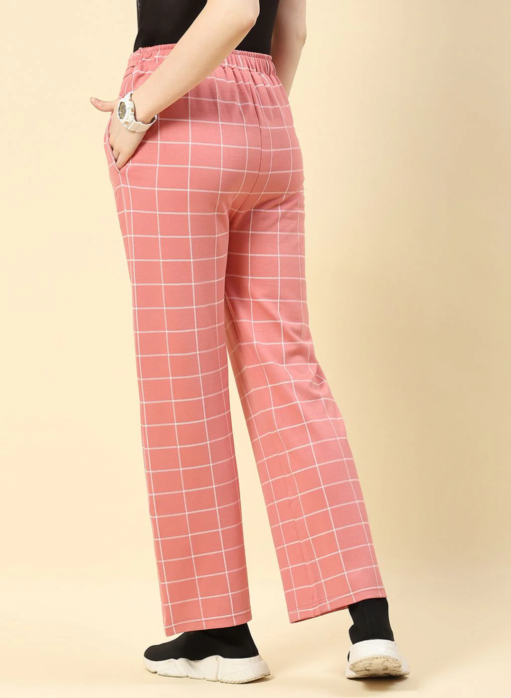 Women Pink Jaquard Palazzo - Image 4