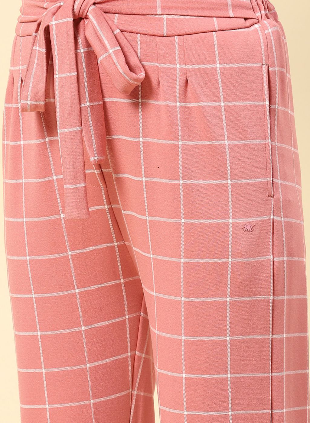Women Pink Jaquard Palazzo - Image 6