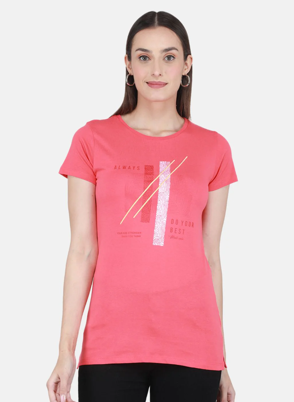 Women Pink & Mustard Printed Top 2 Pc Set - Image 2