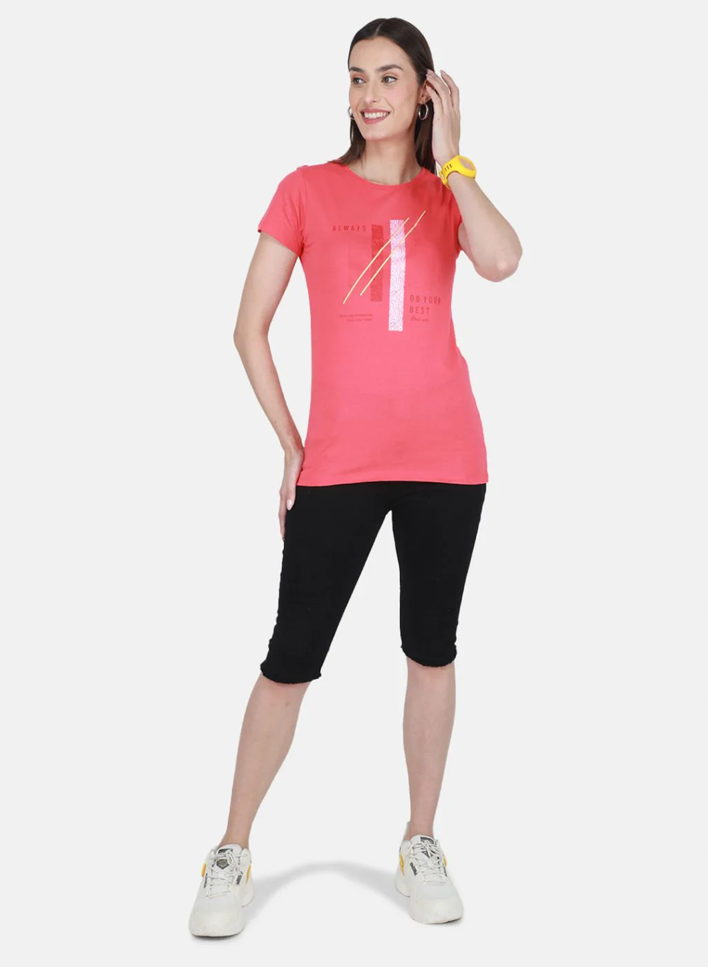 Women Pink & Mustard Printed Top 2 Pc Set - Image 5