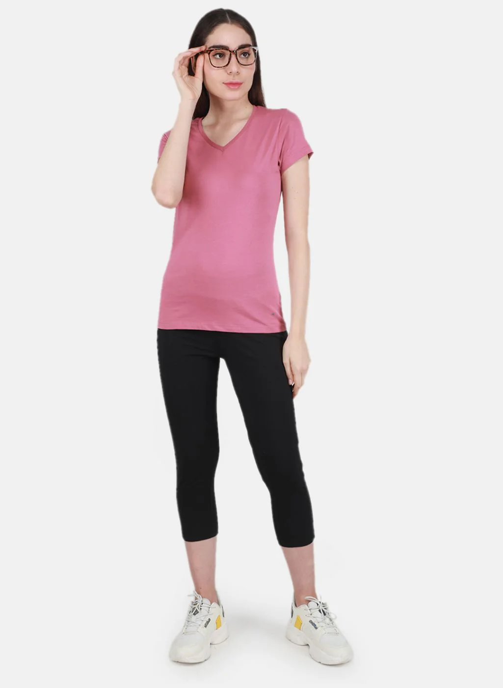Women Pink & Off White Solid Top 2 Pc Set - Image 5