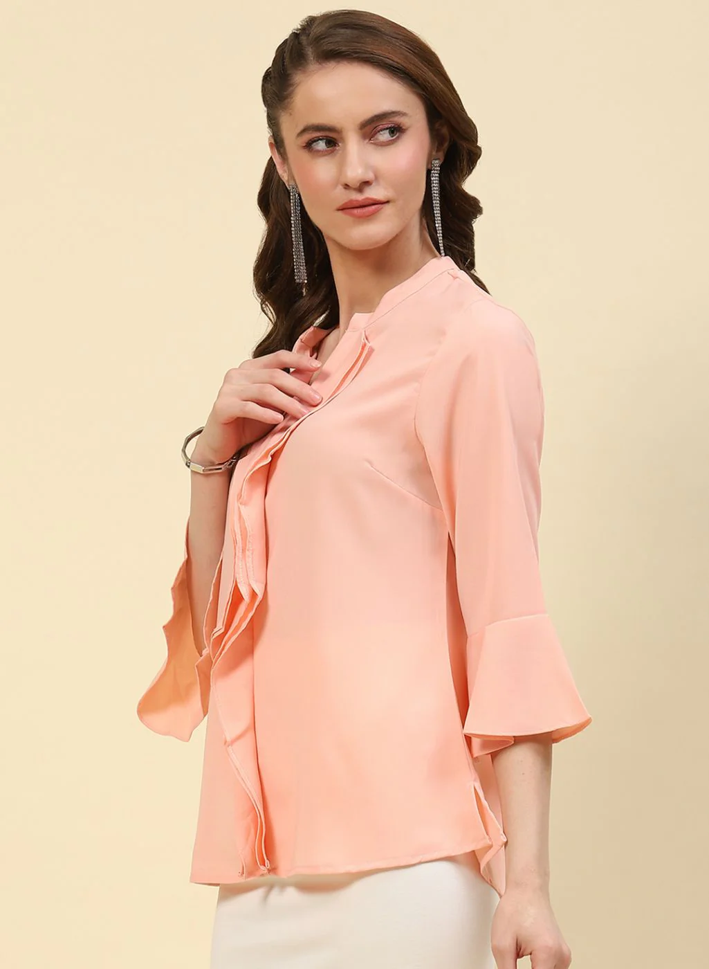Women Pink Plain Top - Image 2