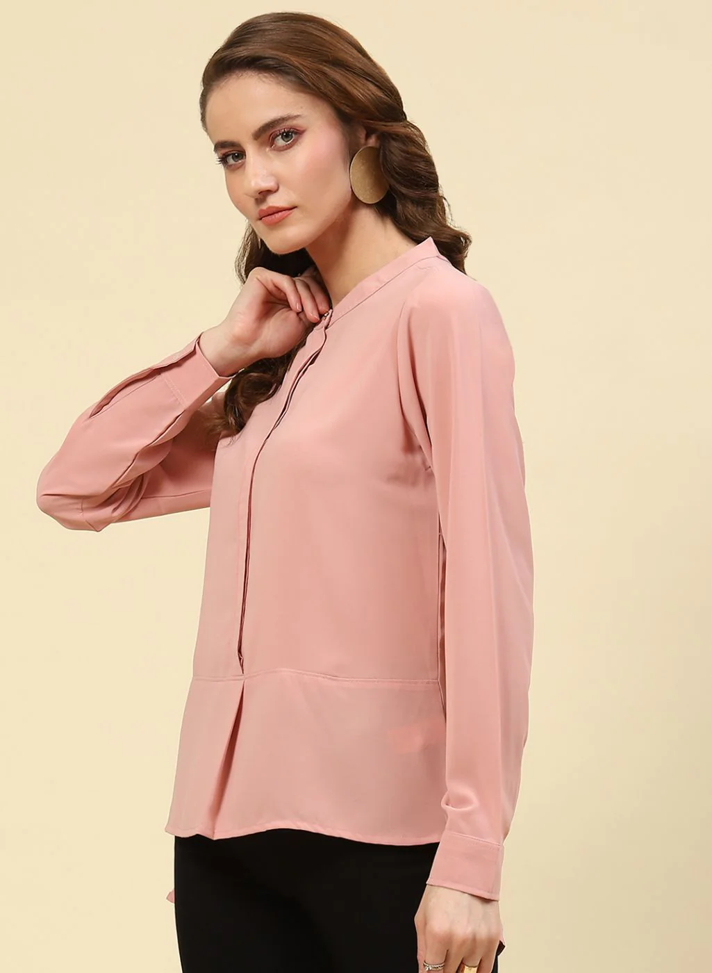Women Pink Plain Top - Image 2