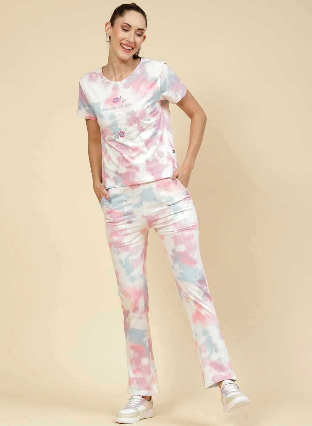 Women Pink Printed CoordiNAte Set - Image 2