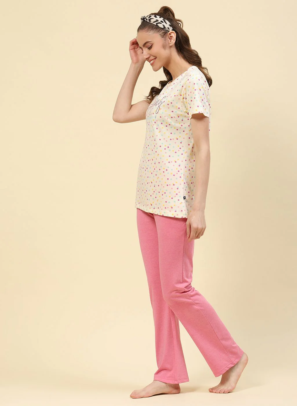 Women Pink Printed Lower Set - Image 2