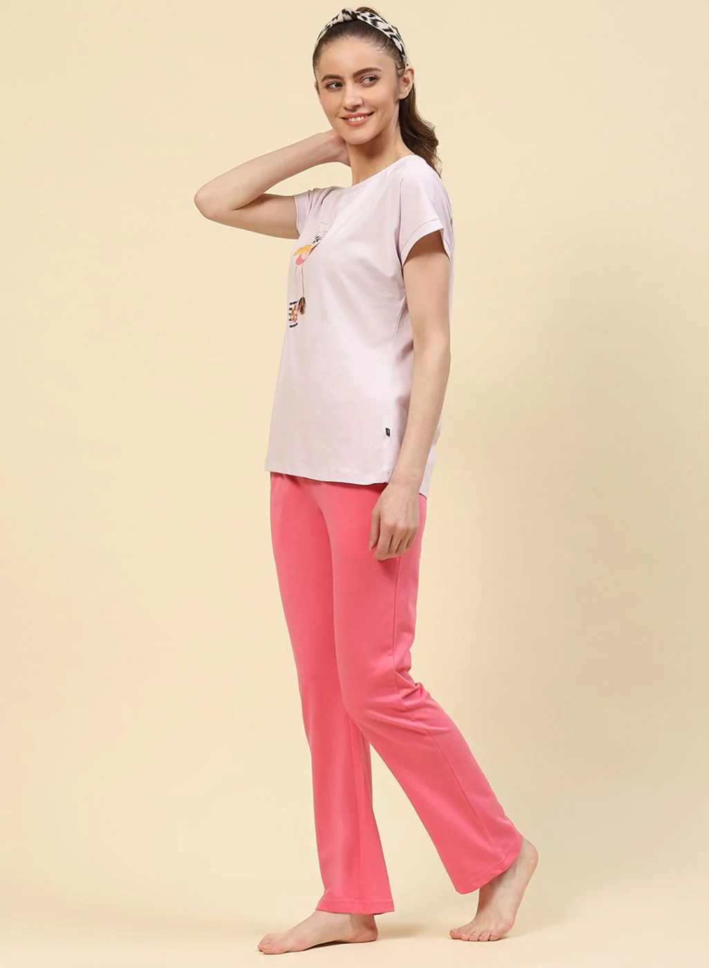 Women Pink Printed Lower Set - Image 2