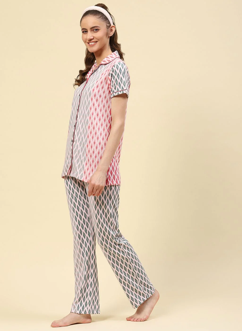 Women Pink Printed Lower Set - Image 2