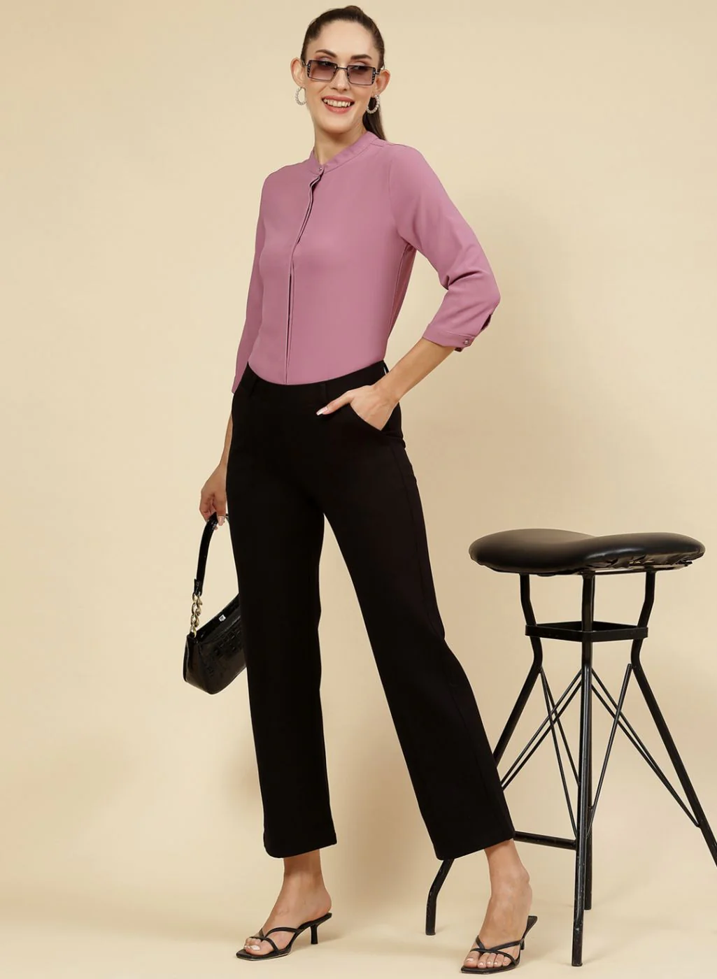 Women Pink Solid Top - Image 2