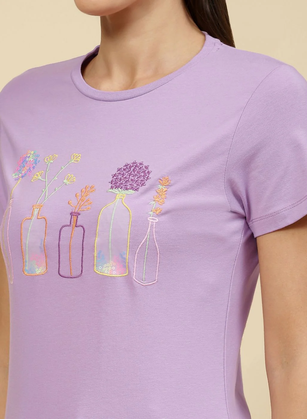 Women Purple Embroidered Top - Image 6