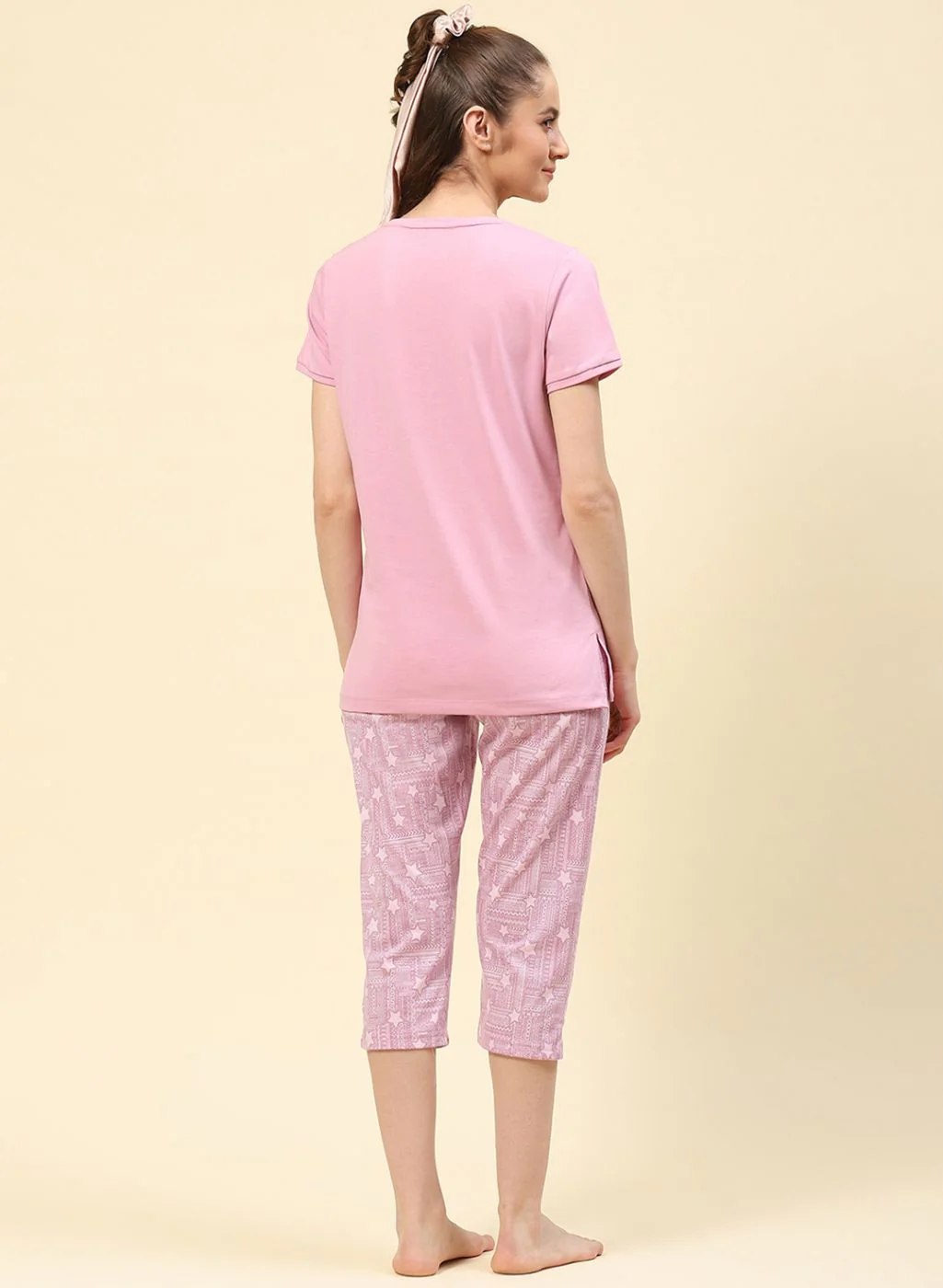 Women Purple Printed Capri Set - Image 4