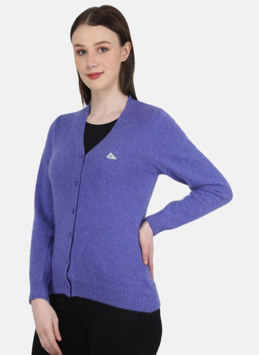 Women Purple Solid Cardigan - Image 2