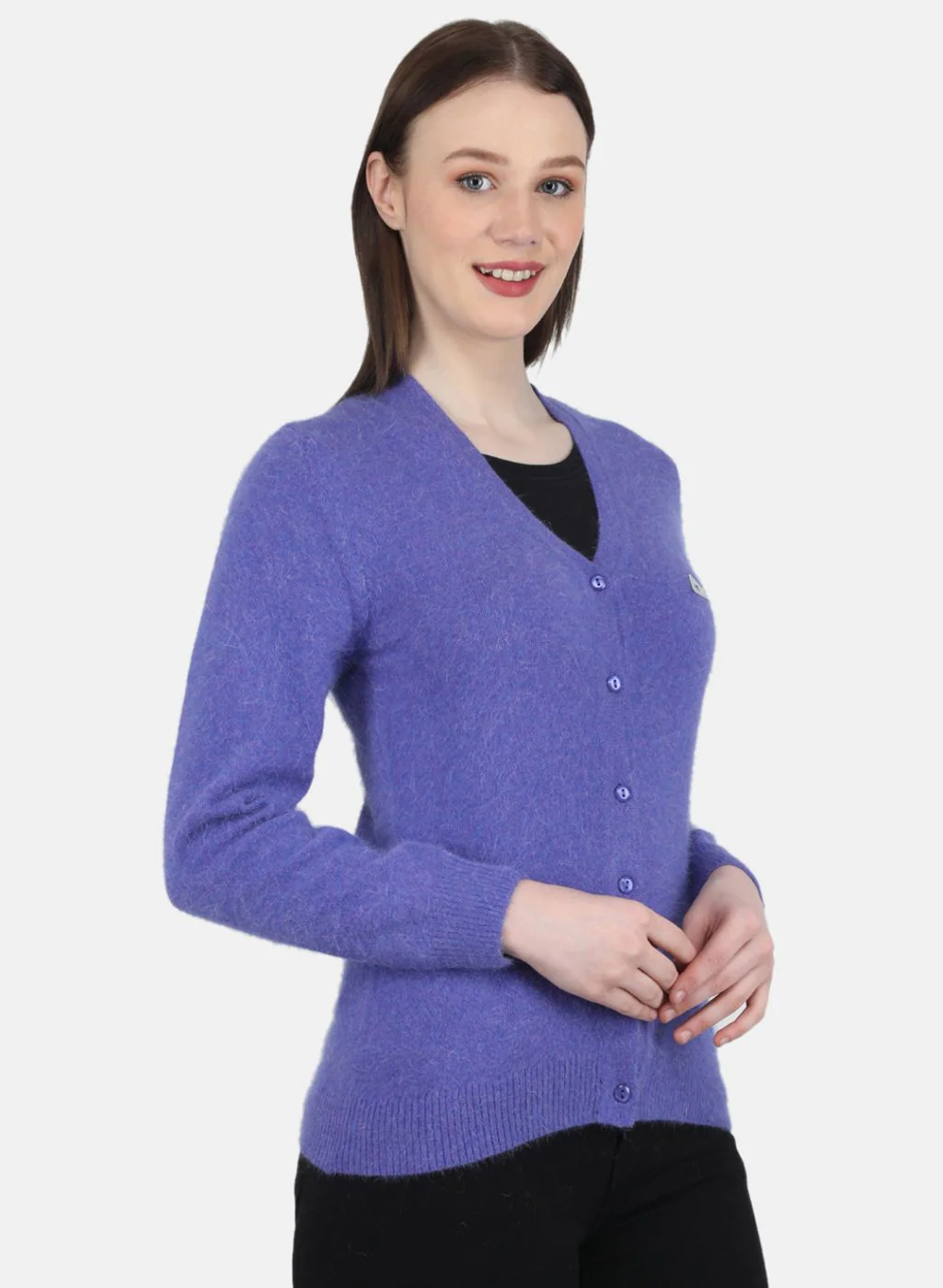 Women Purple Solid Cardigan - Image 6