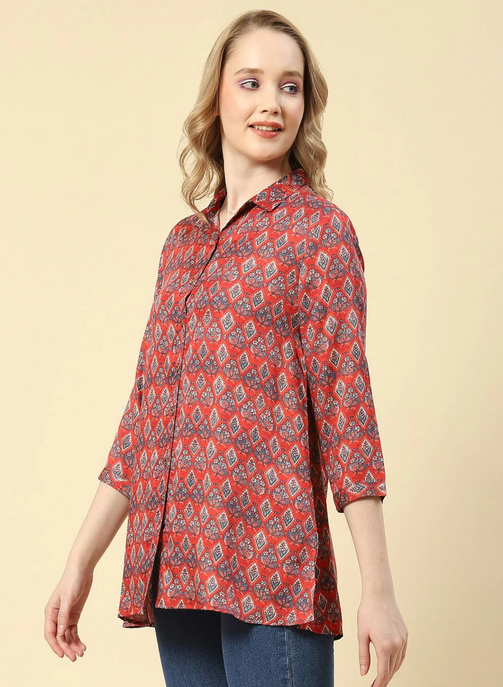 Women Red Printed Top - Image 4