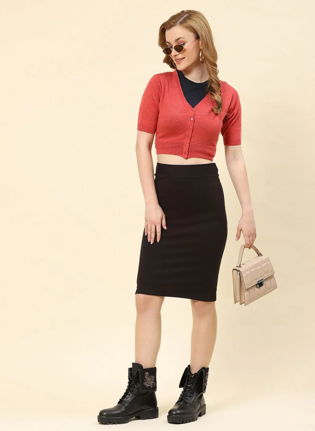 Women Red Solid Pure wool Blouse - Image 2