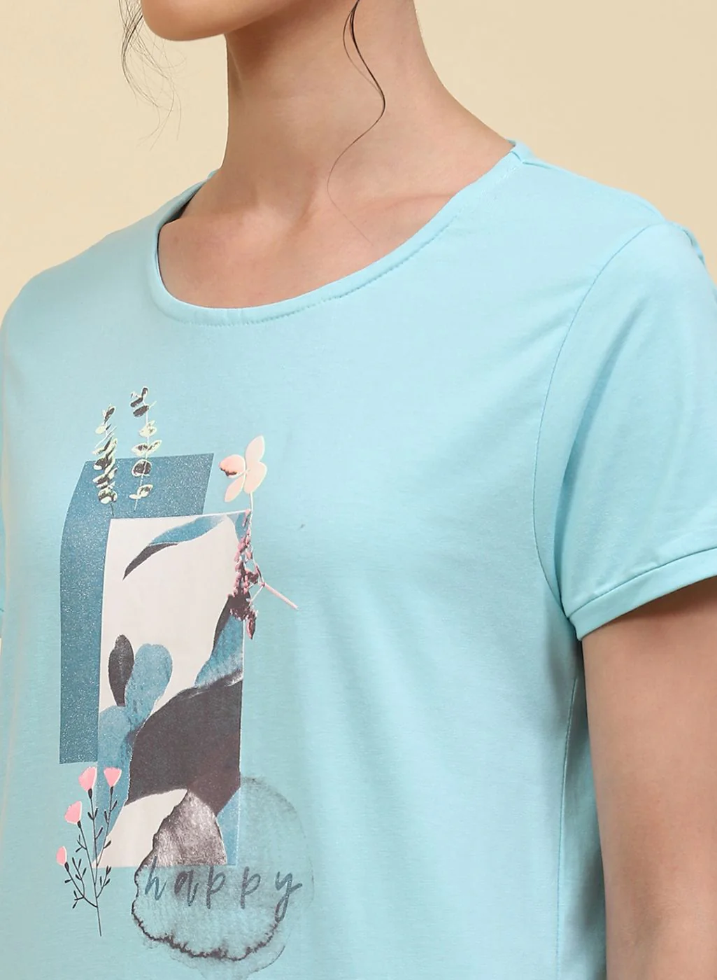 Women Sky Blue Printed Capri Set - Image 6