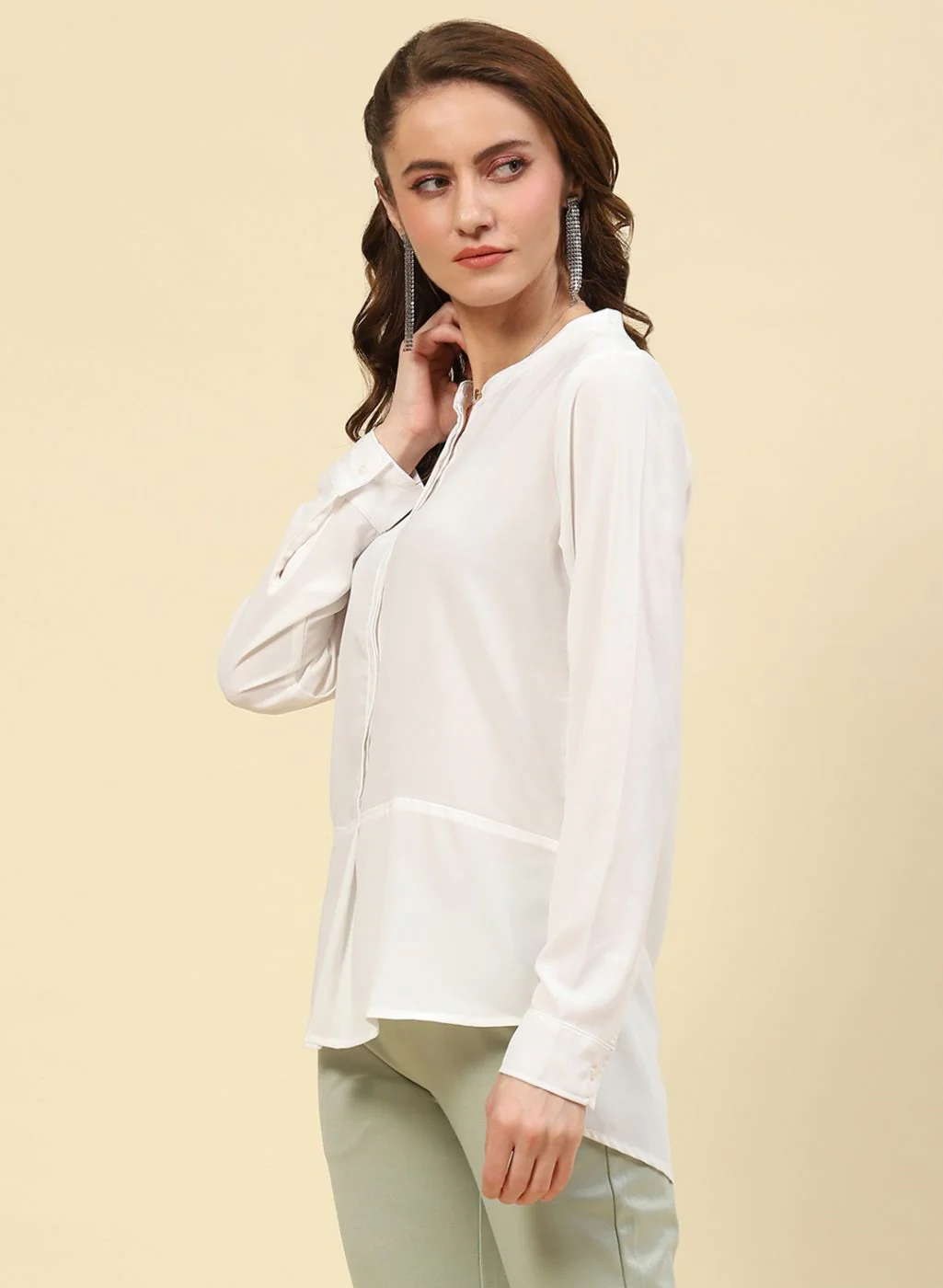 Women White Plain Top - Image 2