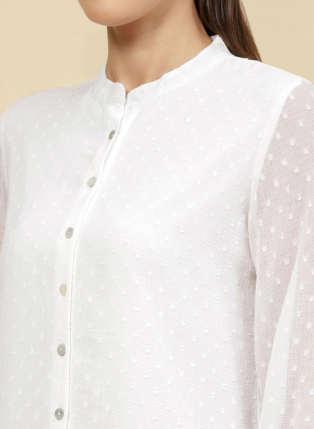 Women White Self Design Top - Image 6