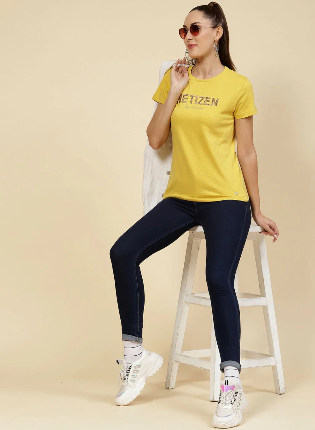 Women Yellow Embroidered Top - Image 2