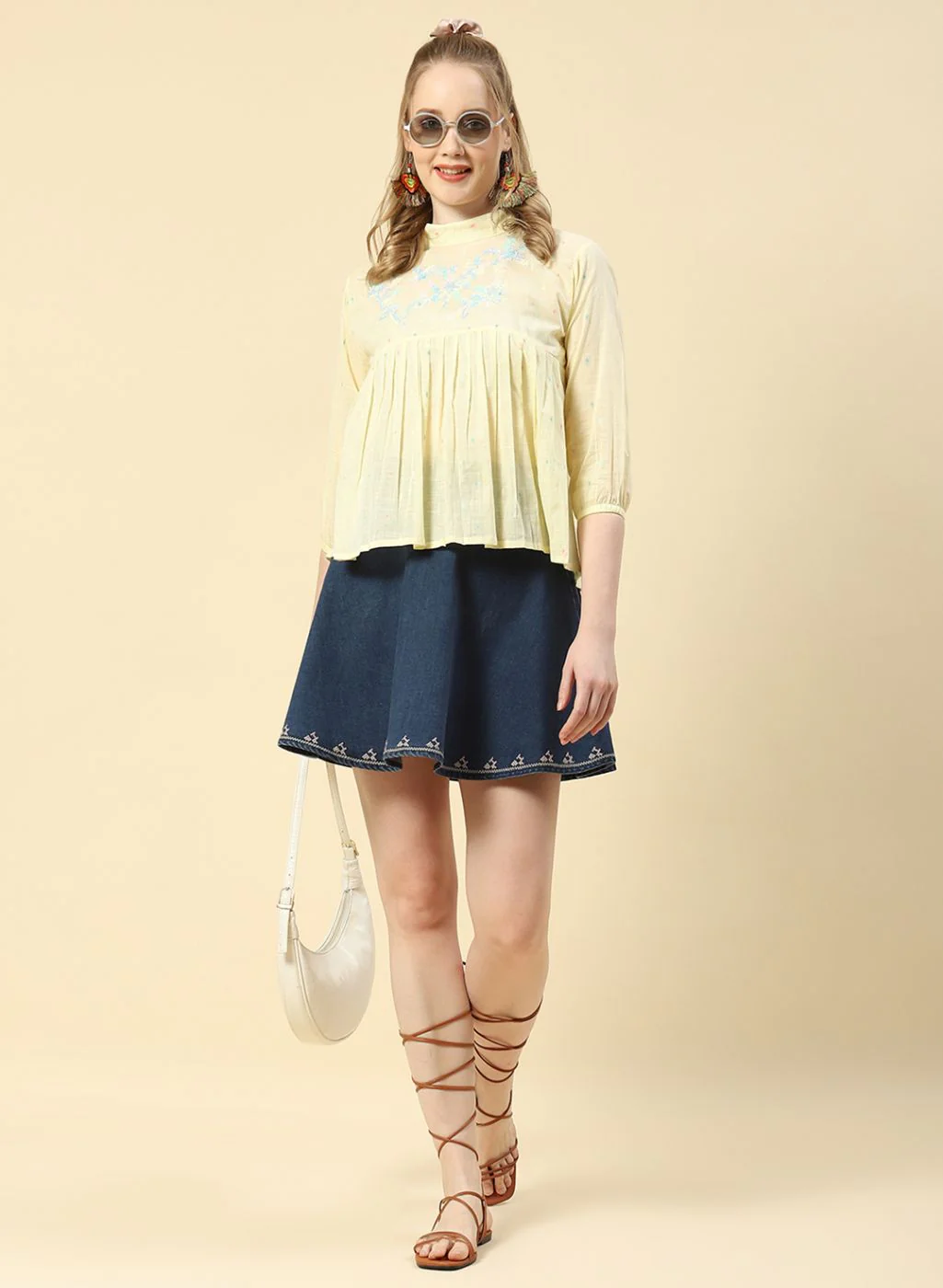 Women Yellow Embroidered Top - Image 5
