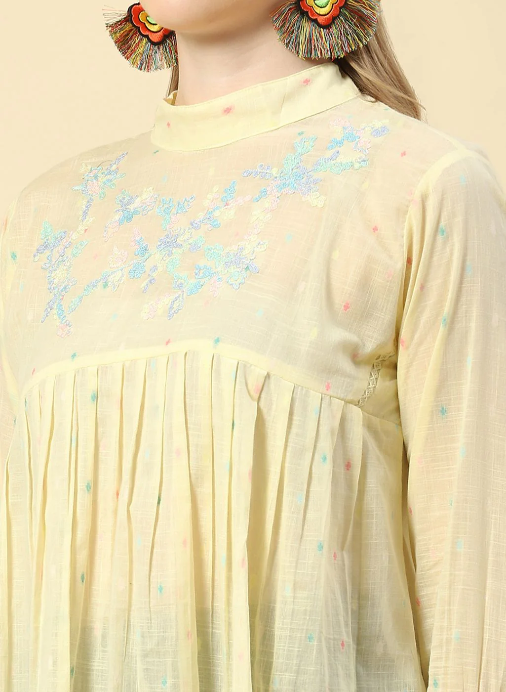 Women Yellow Embroidered Top - Image 6