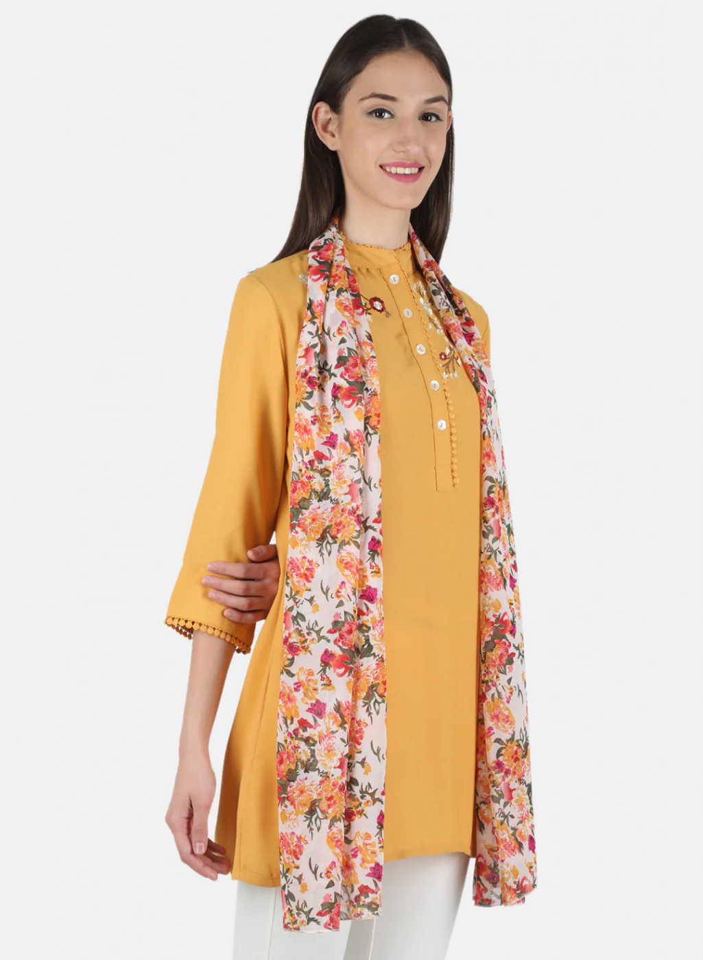 Women Yellow Plain Top - Image 6
