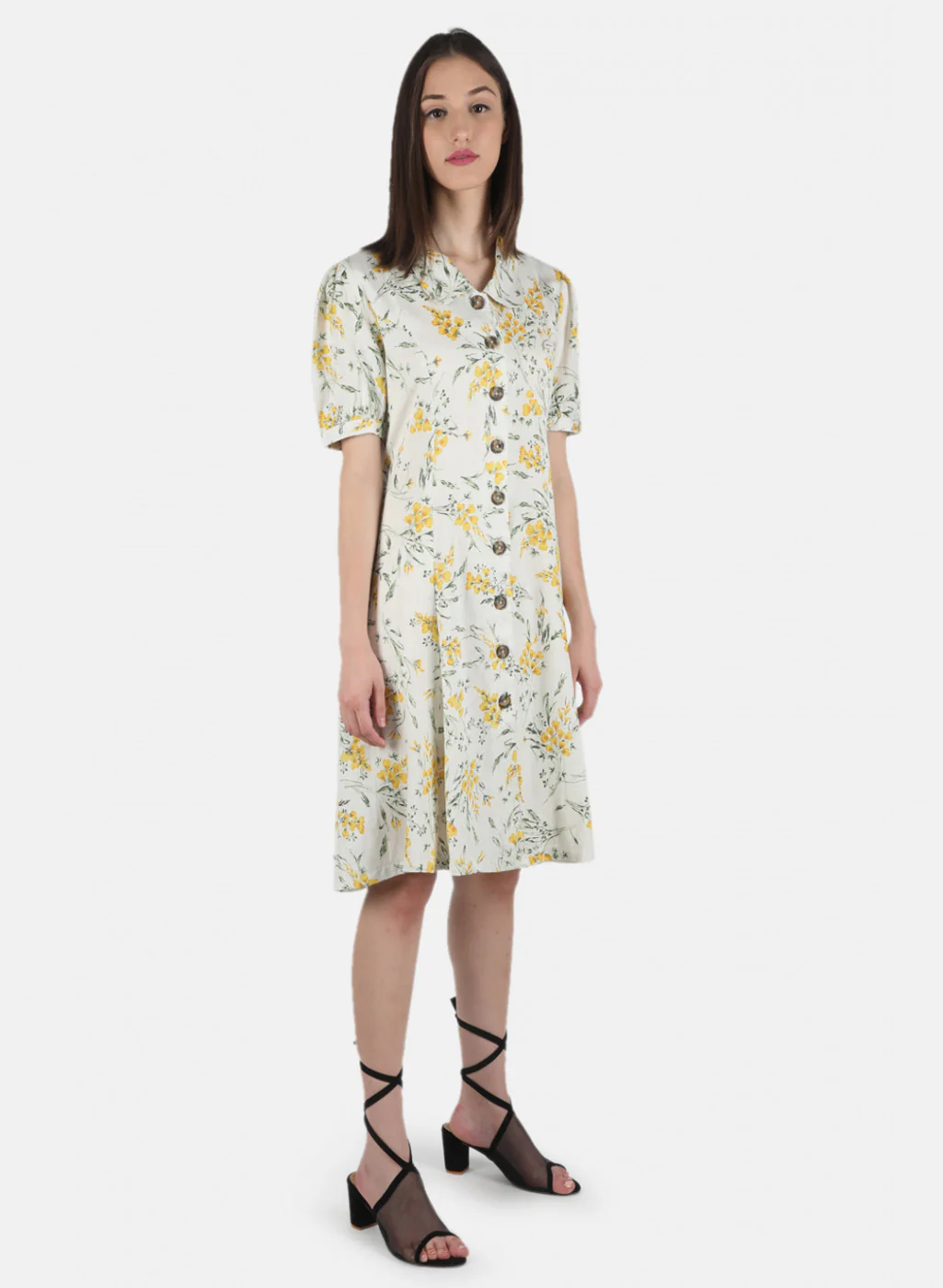 Women Yellow Printed Dress - Image 6
