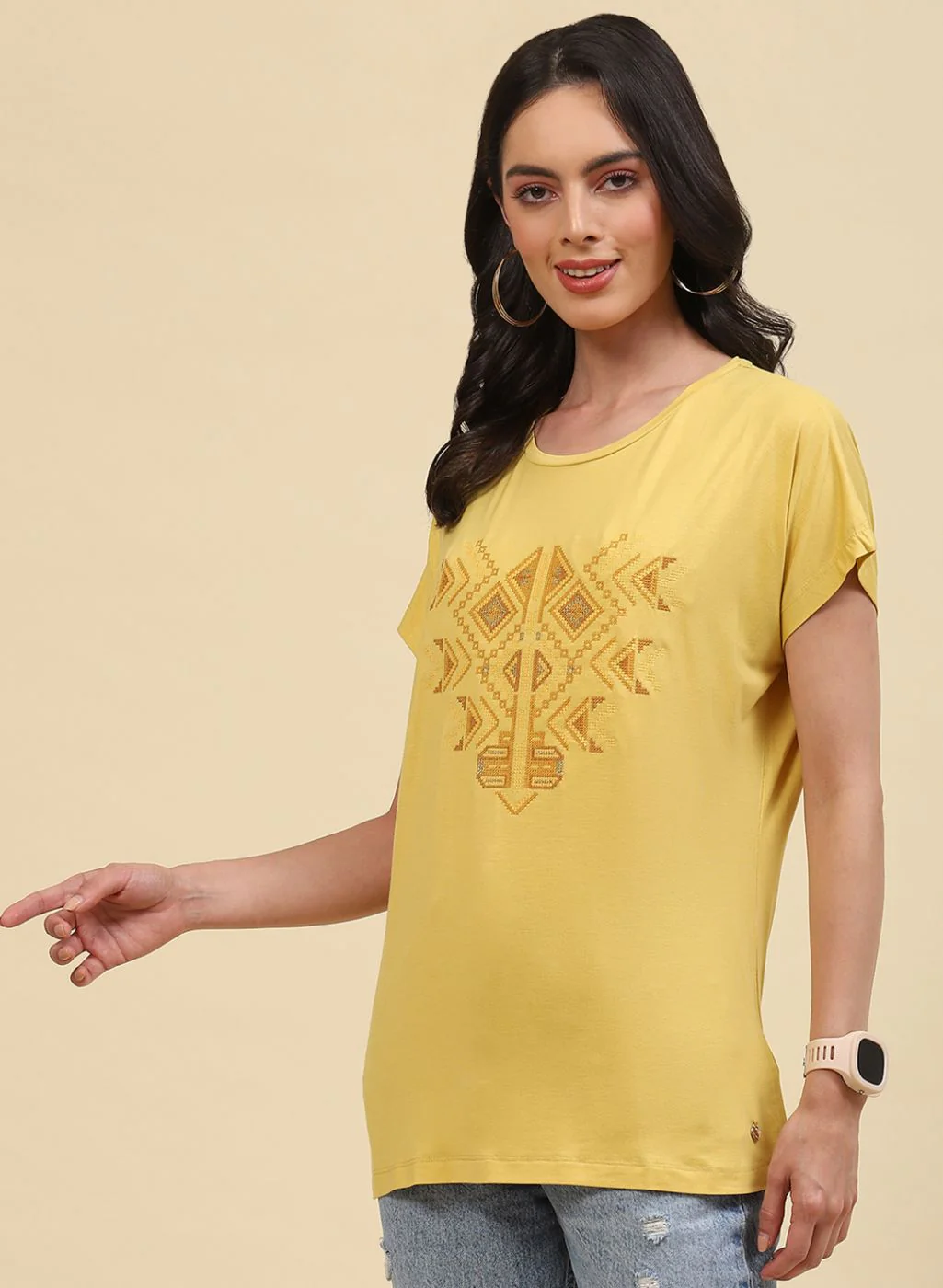 Women Yellow Printed Top - Image 2