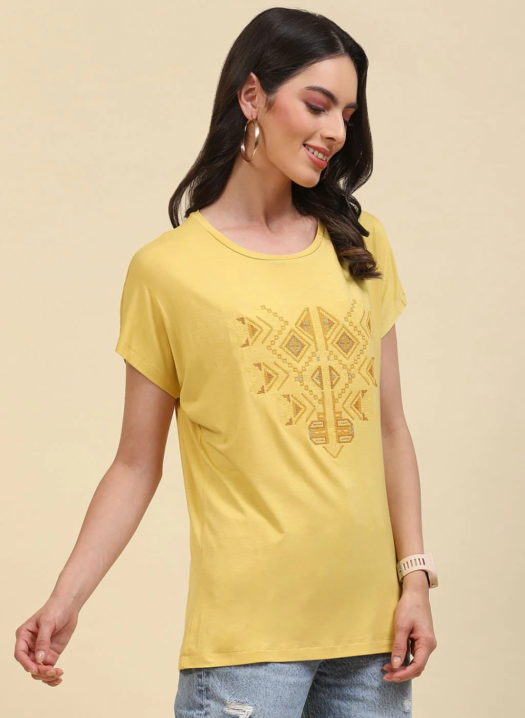 Women Yellow Printed Top - Image 3