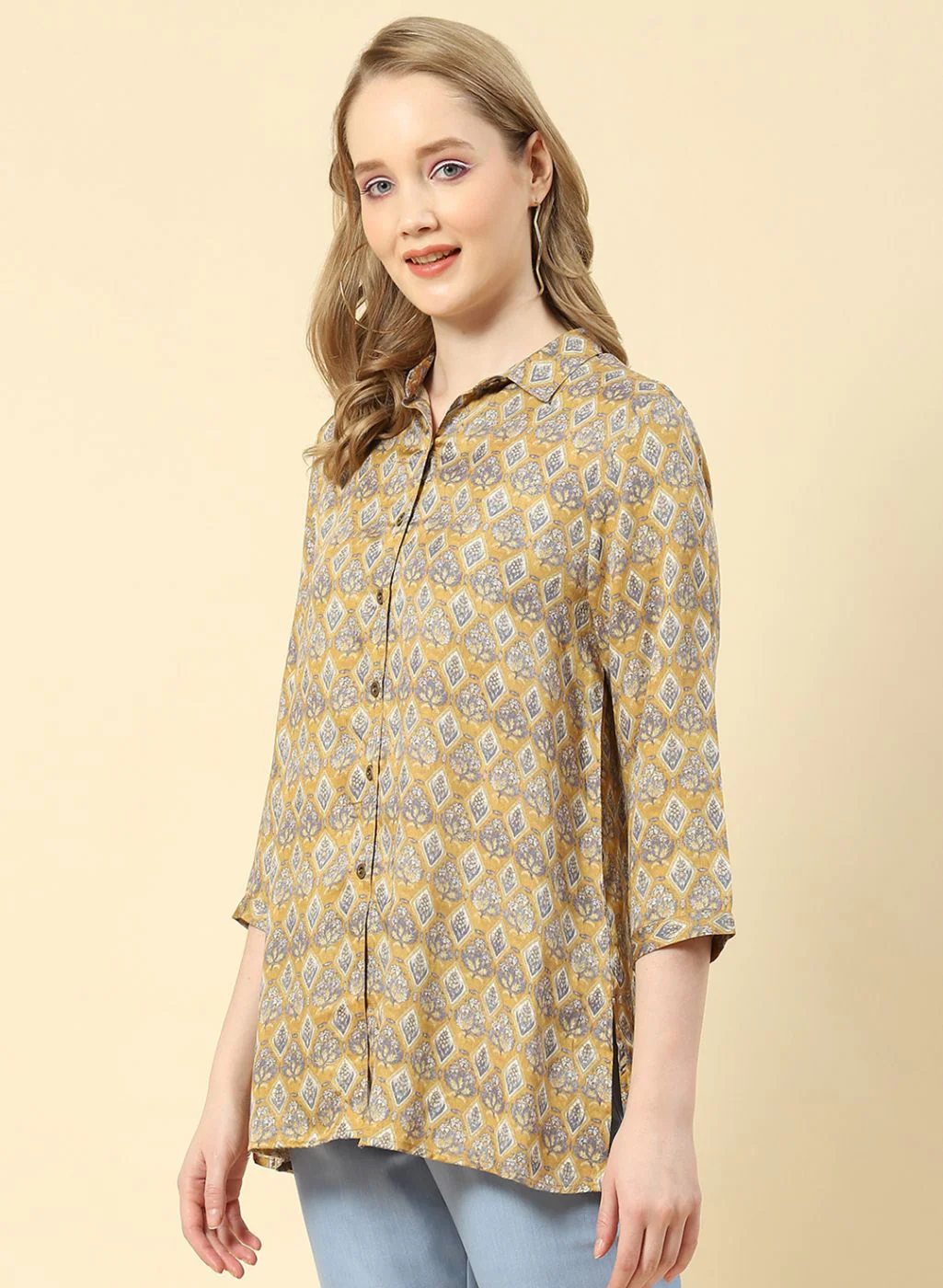 Women Yellow Printed Top - Image 3