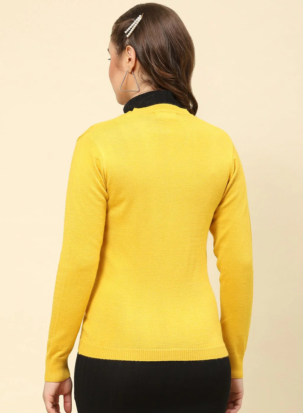 Women Yellow Solid Modal Nylone Cardigan - Image 5
