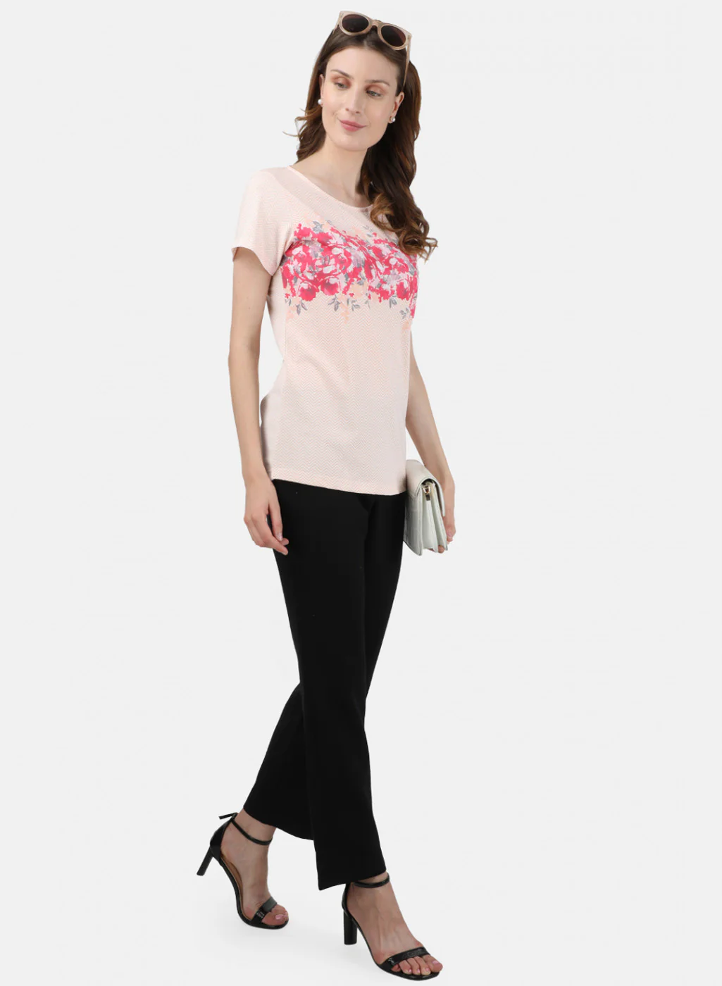 Womens Off White & Peach Printed Lower Set - Image 4