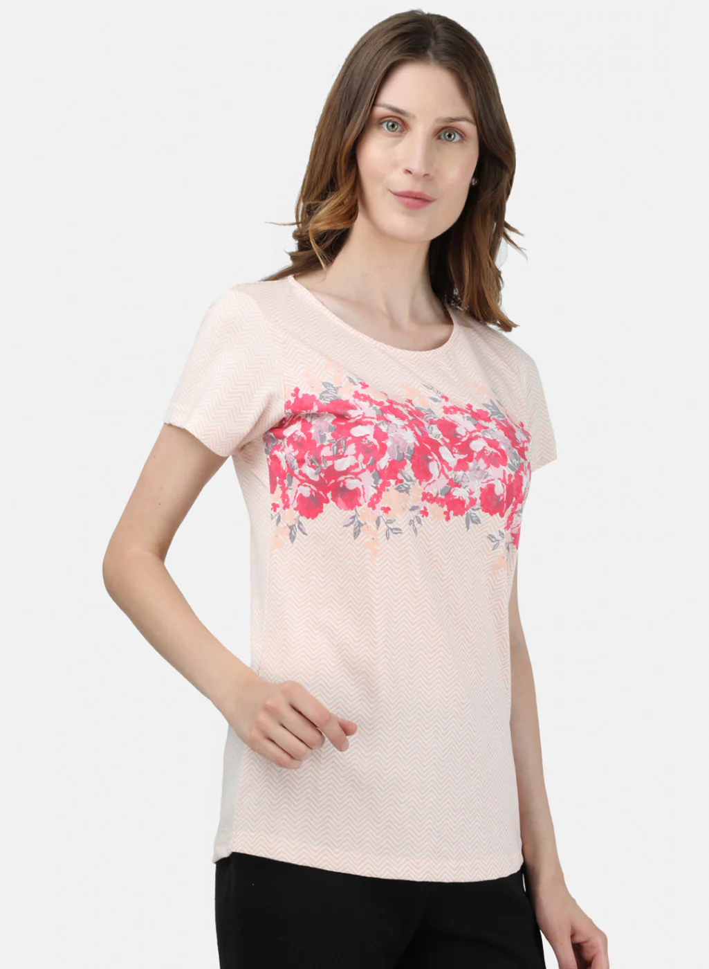 Womens Off White & Peach Printed Lower Set - Image 6