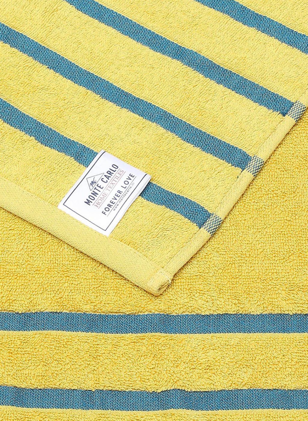 Yellow & Blue Cotton 525 GSM Bath Towel (Pack of 2) - Image 6