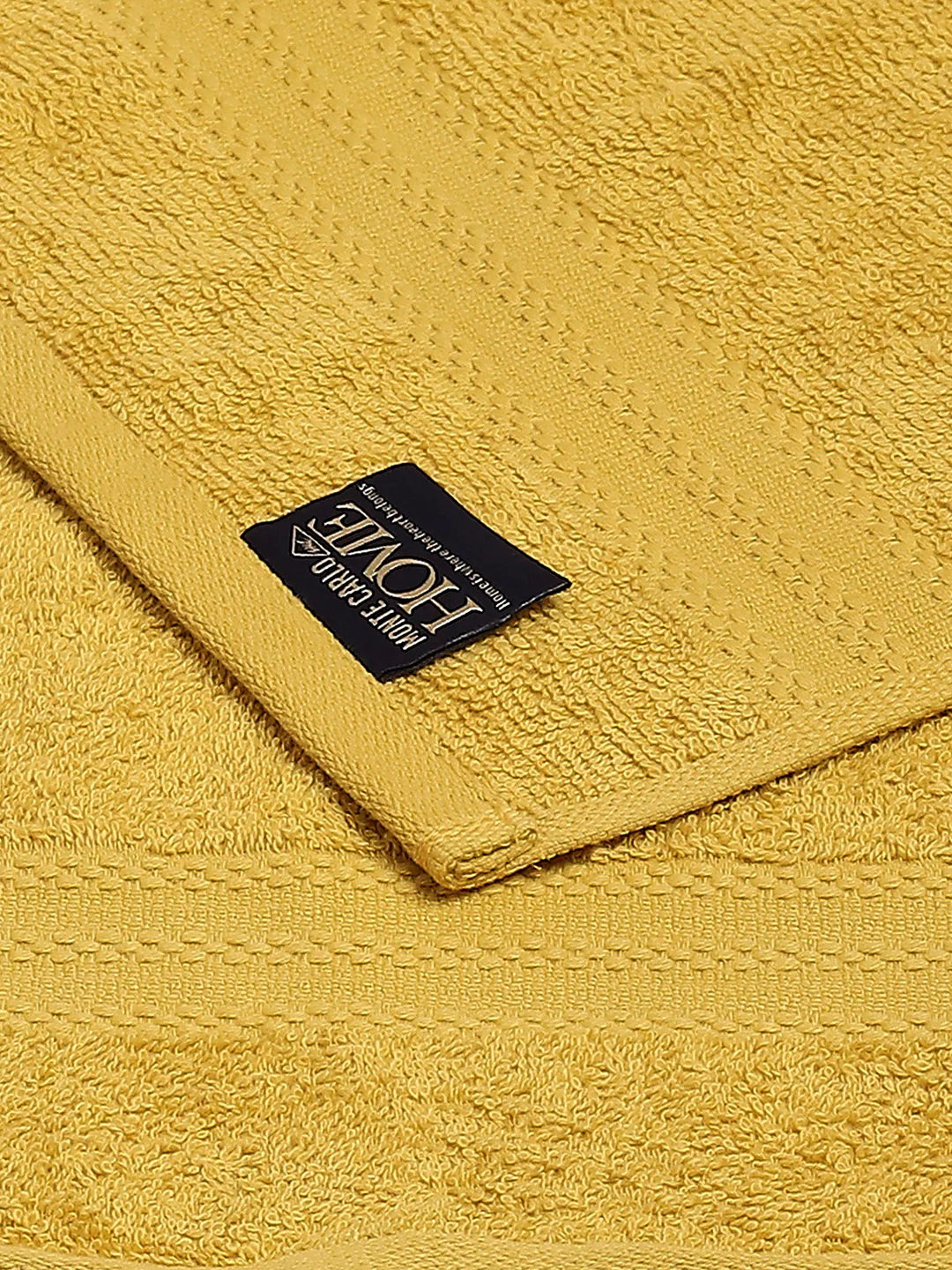 Mustard Cotton Solid 380 GSM 2 Bath Towel & 2 Hand Towel - Image 3