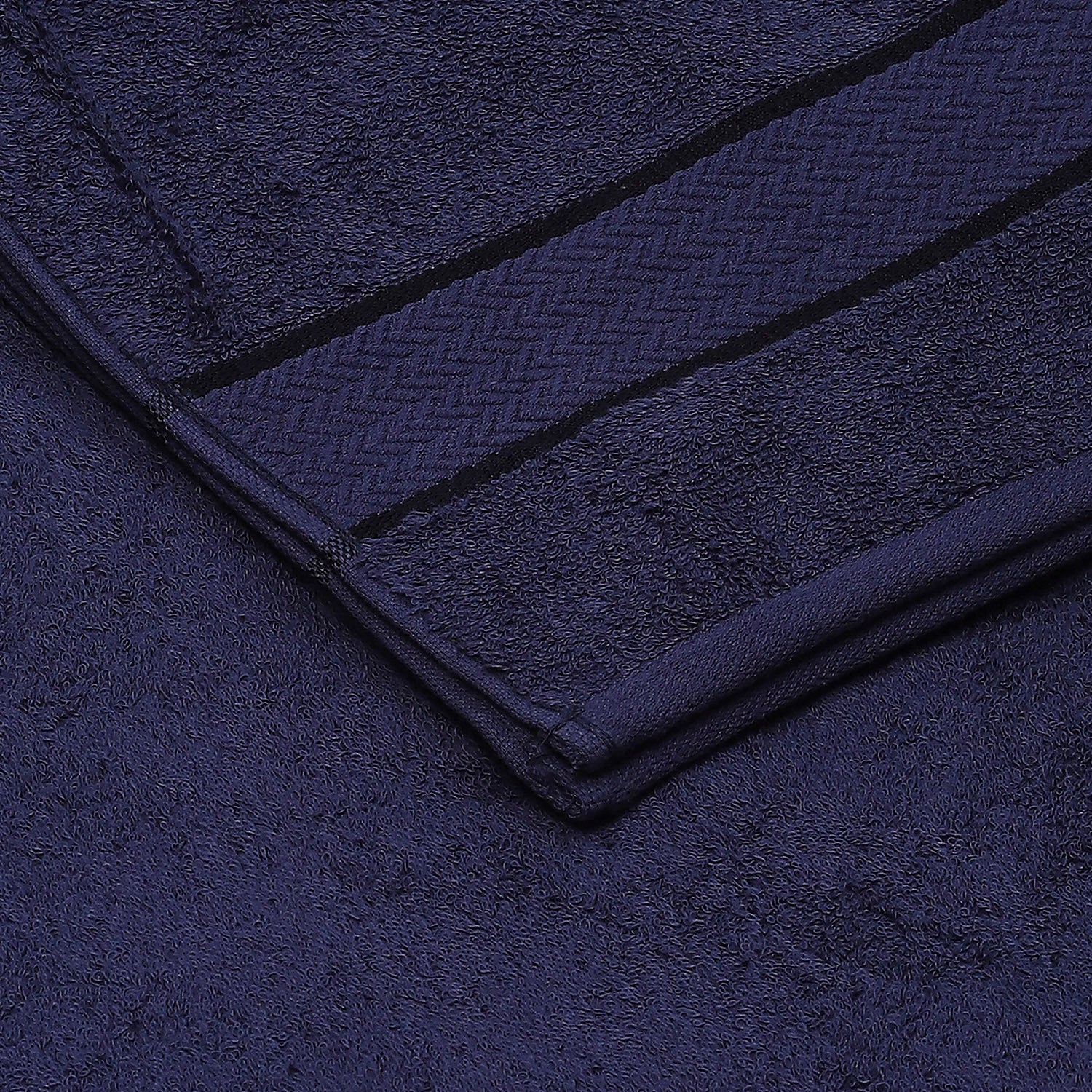 Navy Blue Cotton 450 GSM Bath Towel - Image 3