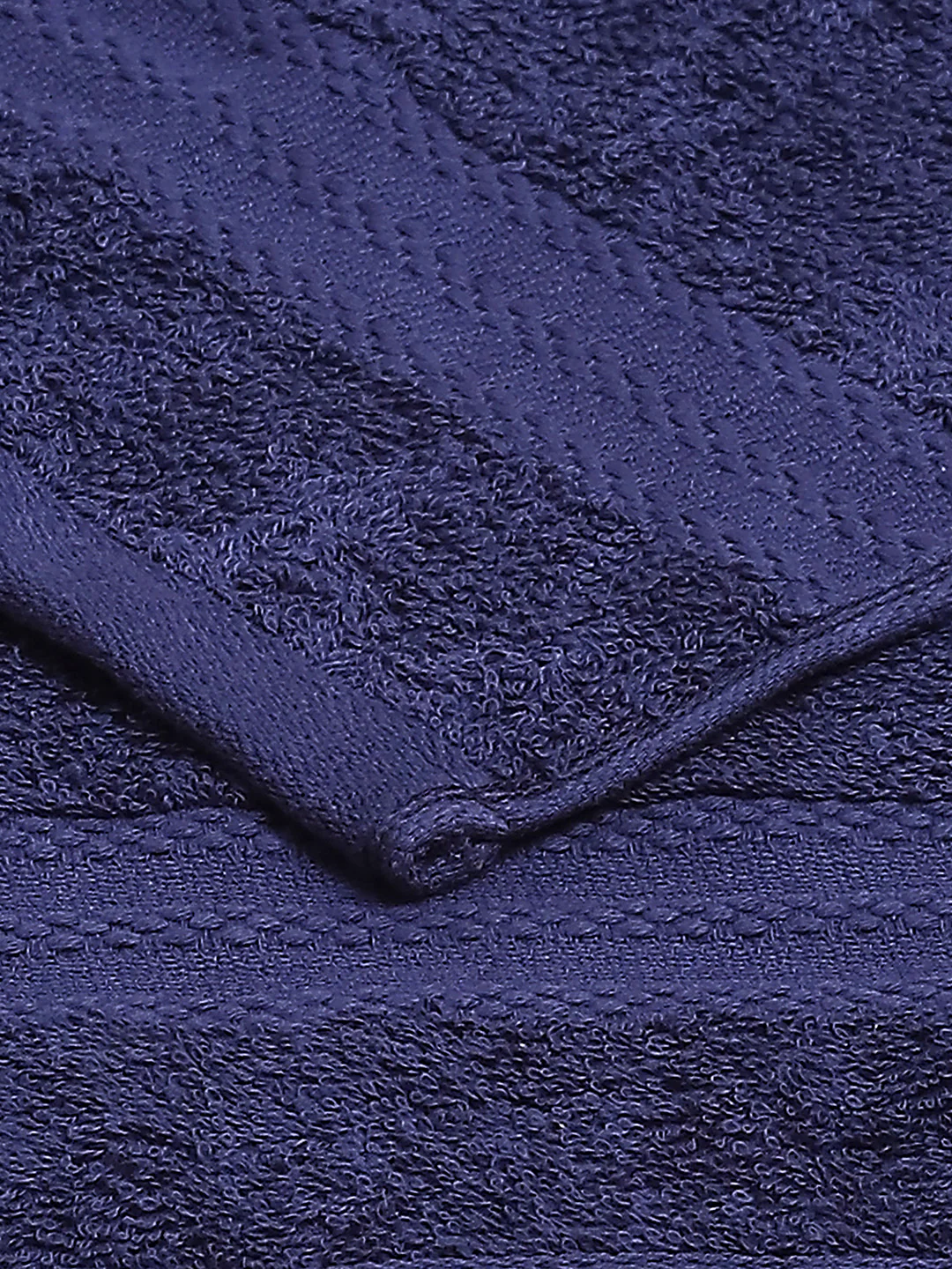 Navy Blue Cotton Solid 380 GSM 2 Bath Towel & 2 Hand Towel - Image 4