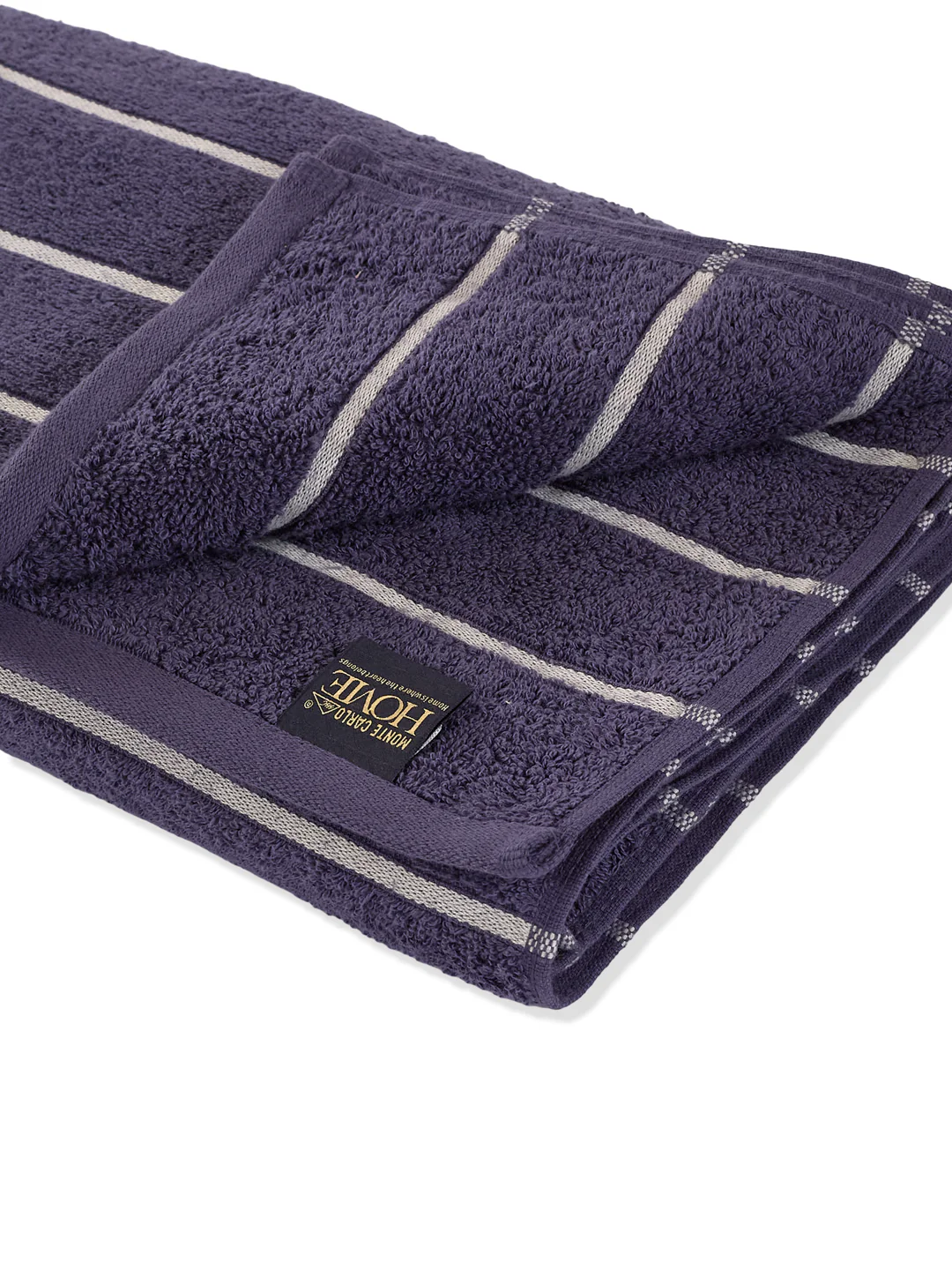 Navy Blue & Light Beige 100% Cotton Solid 480 GSM Bath Towel King & Queen 2 Pc Set Gifting Box Pack - Image 11