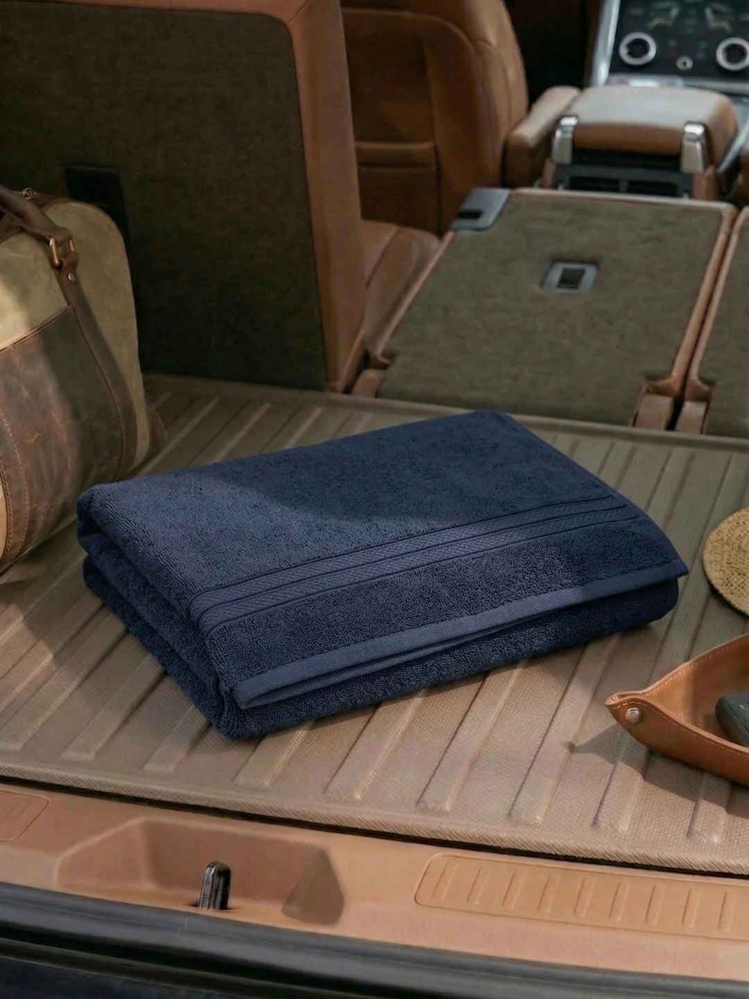 Navy Blue Pure Cotton Solid 340 GSM Car Towel 1 Piece (Soho Collection)