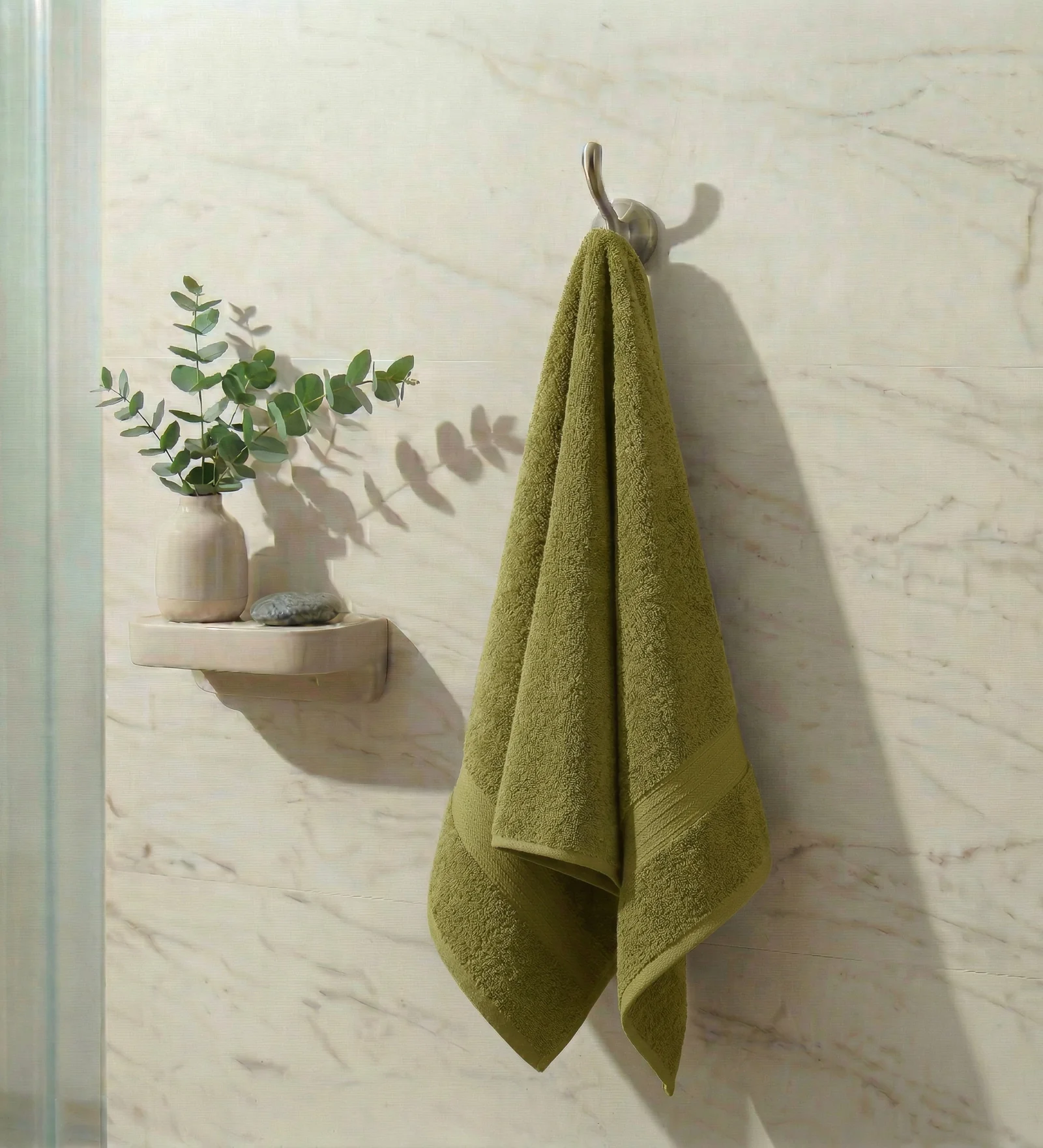 Olive Pure Cotton Solid 380 GSM Bath Towel 1 Piece (Jazz Collection)