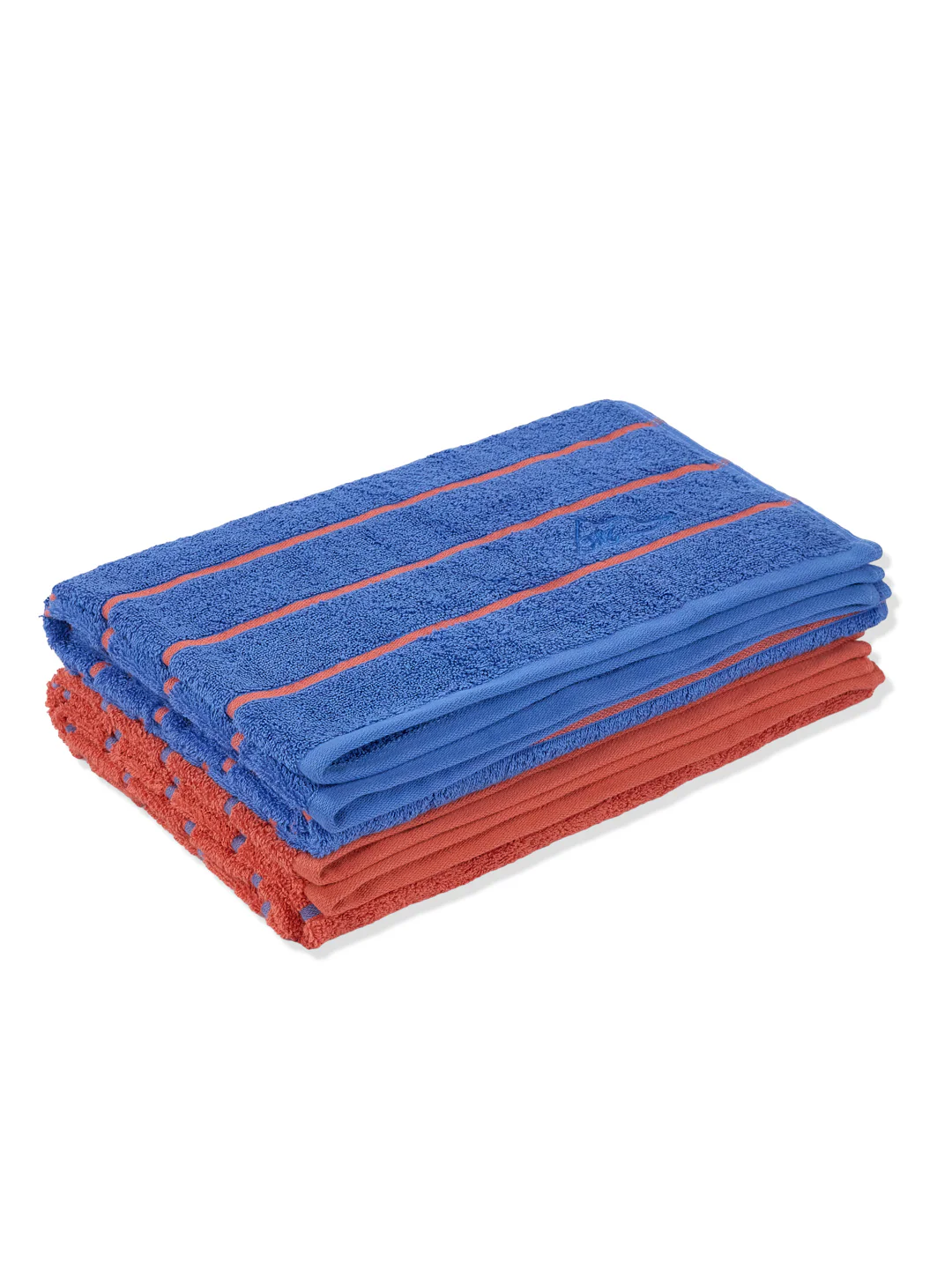 Orange & Blue 100% Cotton Solid 480 GSM Bath Towel King & Queen 2 Pc Set Gifting Box Pack - Image 4