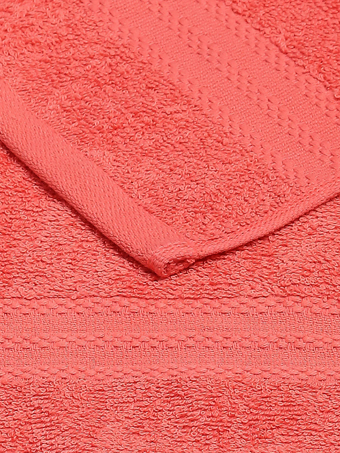 Orange Cotton Solid 380 GSM 2 Bath Towel & 2 Hand Towel - Image 4