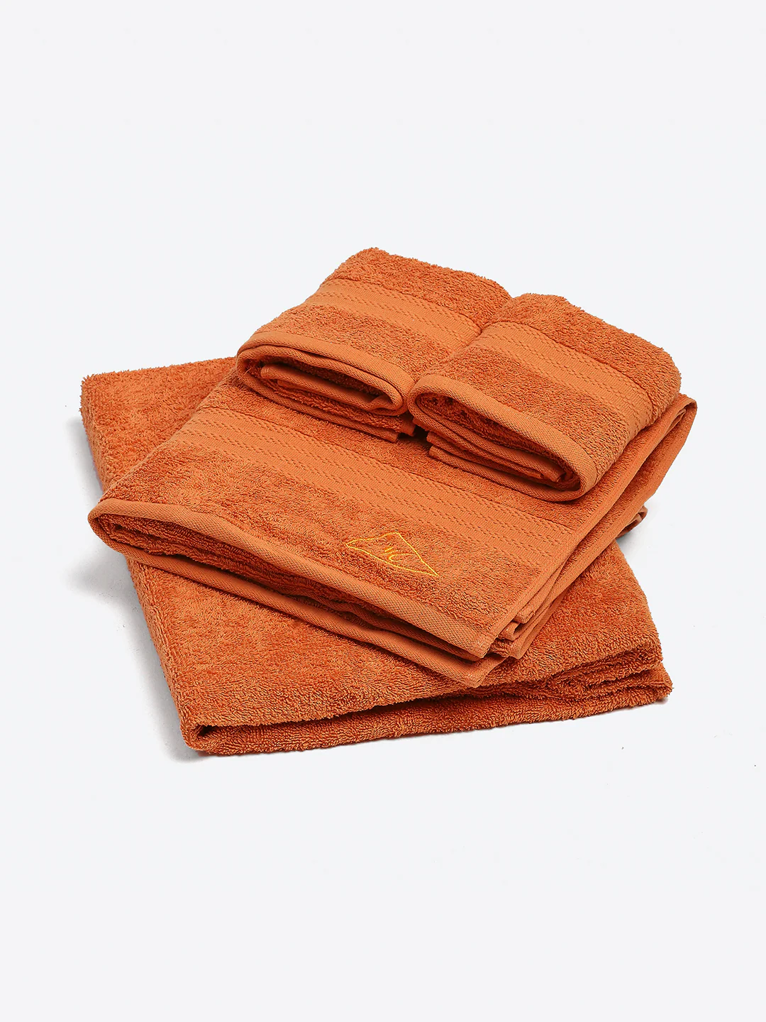 Orange Cotton Solid 380 GSM 2 Bath Towel & 2 Hand Towel - Image 2