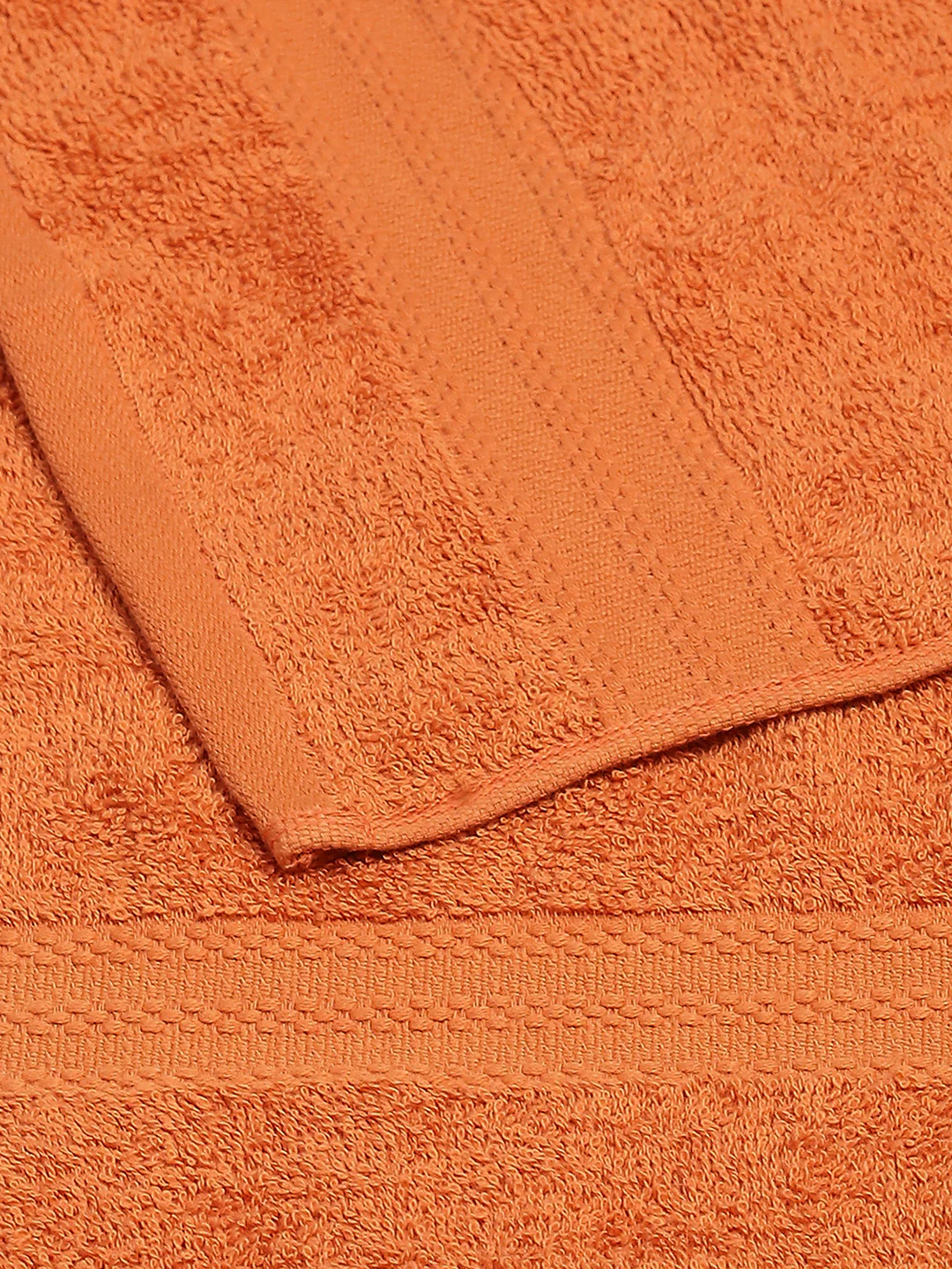 Orange Cotton Solid 380 GSM 2 Bath Towel & 2 Hand Towel - Image 4