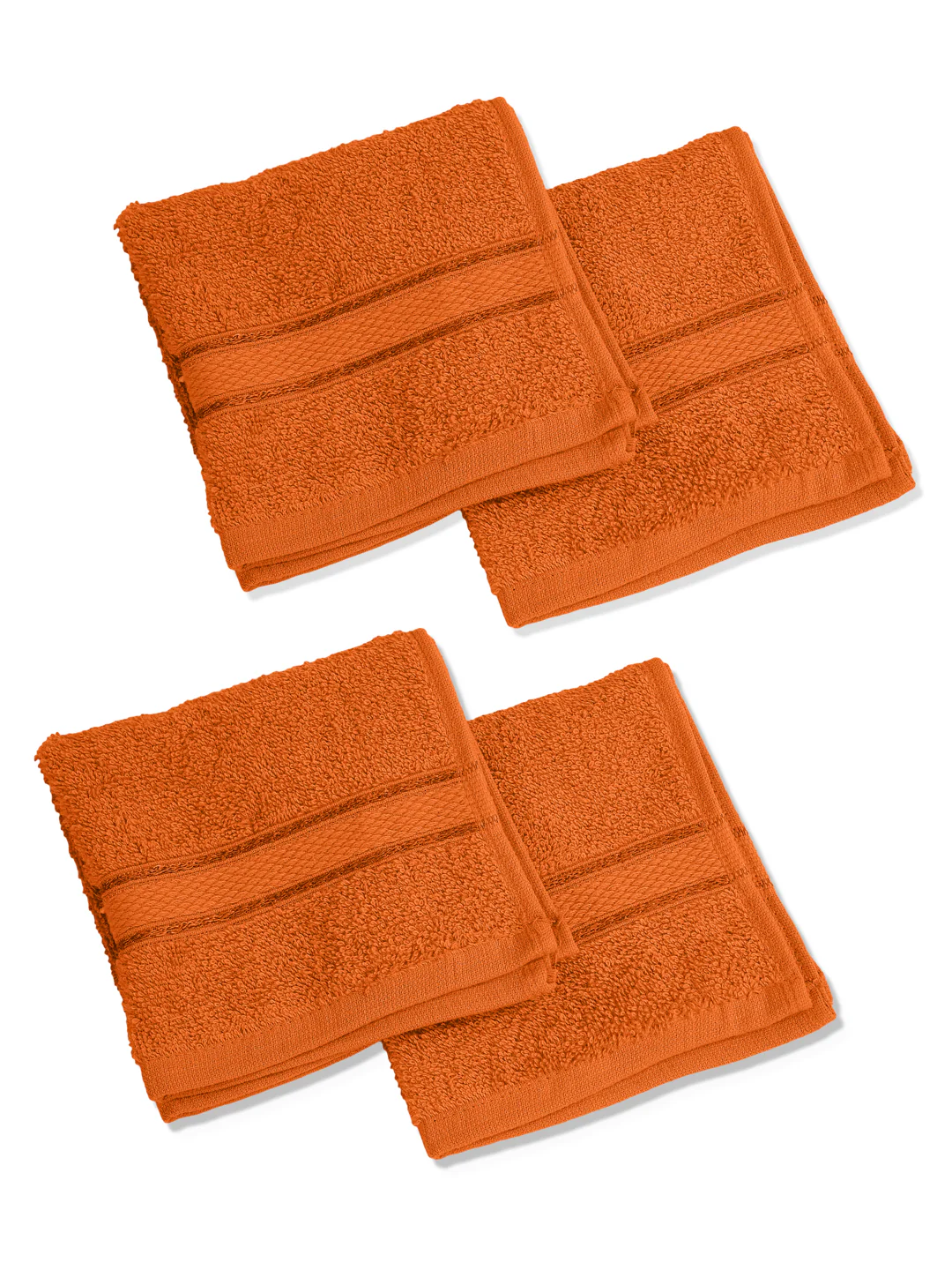 Orange Pure Cotton Solid 400 GSM Face Towel 4 Pc Set (Jasper Collection) - Image 4