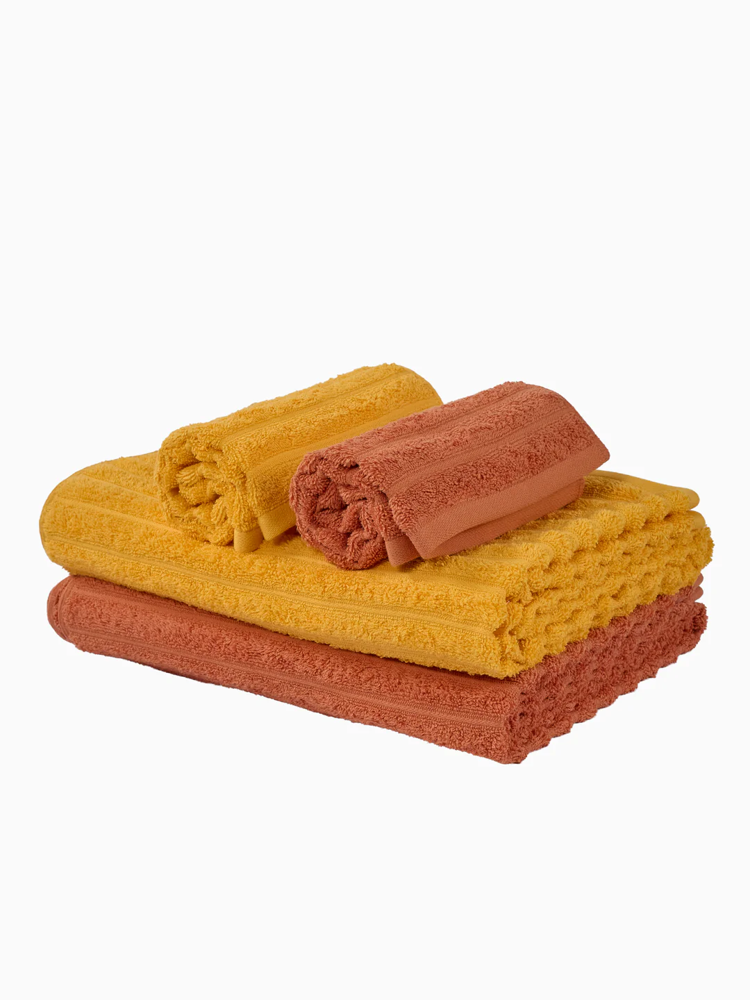 Orange & Yellow 100% Cotton Solid 500 GSM Bath Towel Sensations 4 Pc Set Gifting Box Pack - Image 6